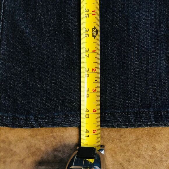 Lee Most Comfortable Jean Embellished Pockets Dark Wash Flare Leg 90s Style - Picture 10 of 12